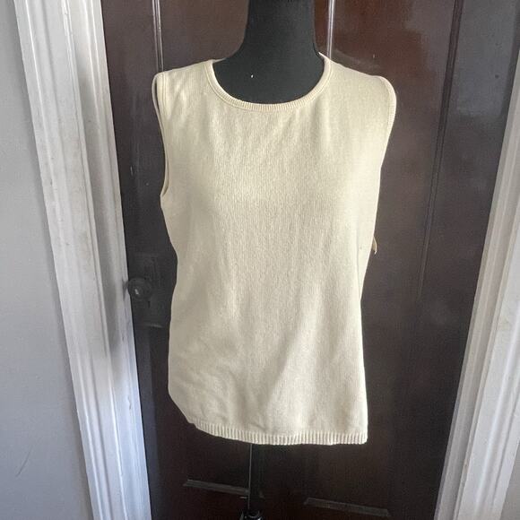 NWT Cherokee Womens Cream Vanilla LARGE Knit Sweater Vest 100% Cotton Vintage - Picture 15 of 15